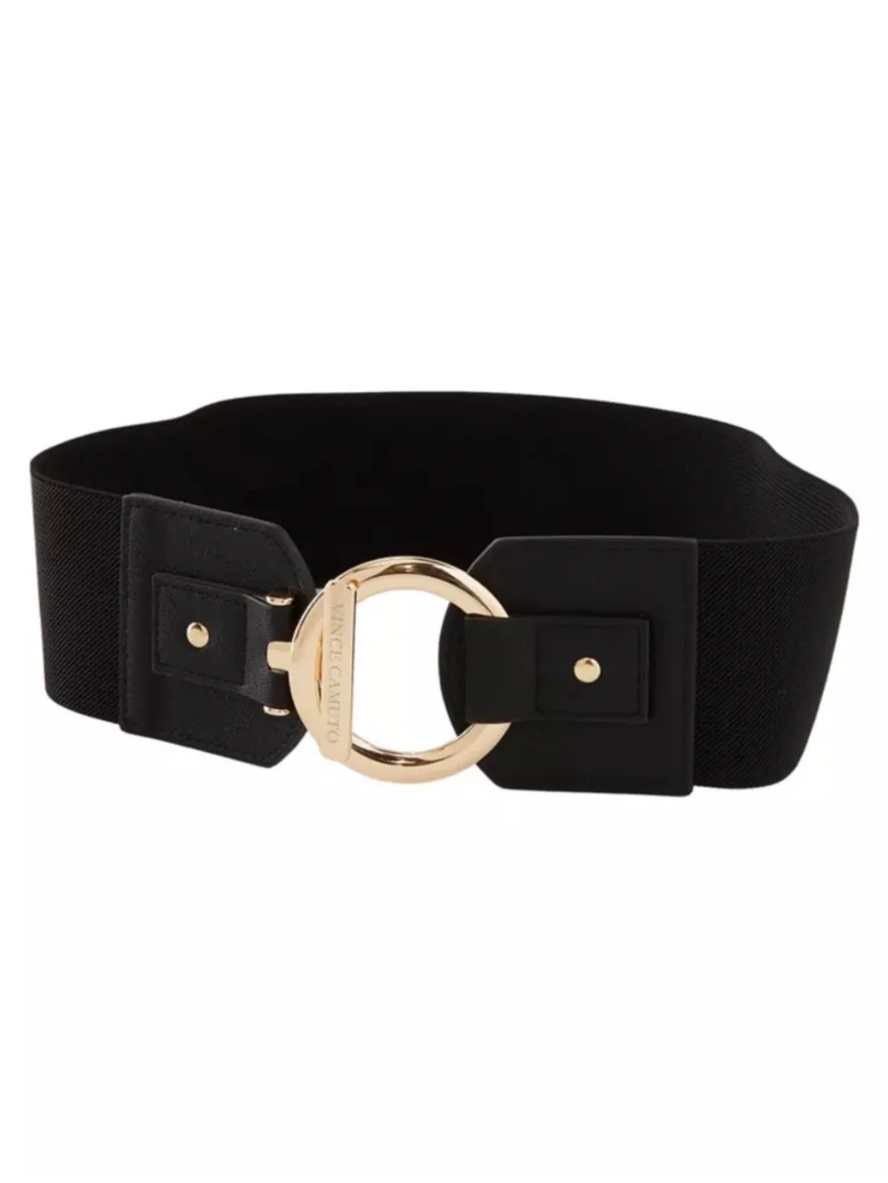 Vince Camuto Circle & Bar Interlocking Belts x2: Brown/Gold & Black/Gold